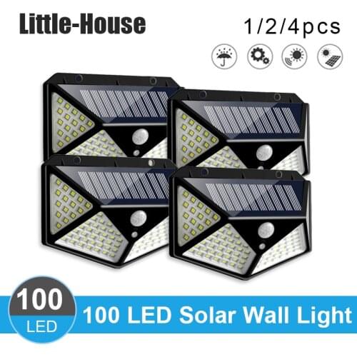 100 LED Solar Power PIR Motion Sensor Wall Light Outdoor Waterproof Garden Lamp for Garden Decoration Wall Street