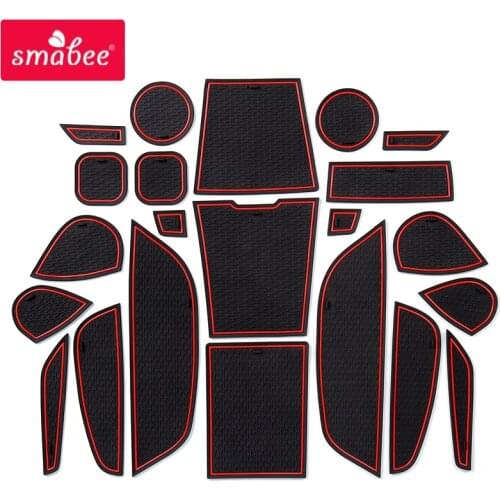 Smabee Anti-Slip Gate Slot Cup Mat for BMW X5 X6 F15 F16 2014 ~ 2018 X5M X6M M Power Rubber Door Pad Non-Slip Mats Accessories
