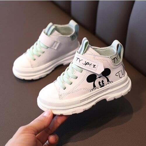 Disney Toddler Shoes Children Sports Shoes For Boy Girl Baby Leather Flats Sneakers Fashion Non-slip Casual Infant Soft Shoes