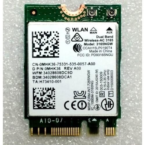 SSEA Wholesale new for Intel Dual Band Wireless-AC 3165 3165NGW WIFI Bluetooth4.0 NGFF M.2 wifi card 802.11AC 433Mbps