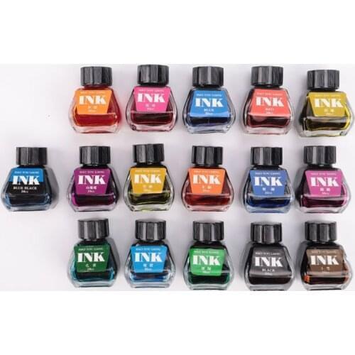 30ml Bottled Glass Smooth Writing Fountain Pen Ink Refill School Student Stationery Office Supplies 16 Colors