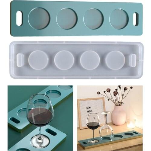 Tray Cup Pad Epoxy Resin Mold Wine Glass Holder Coaster Silicone Mould DIY Crafts Home Decorations Casting Tool