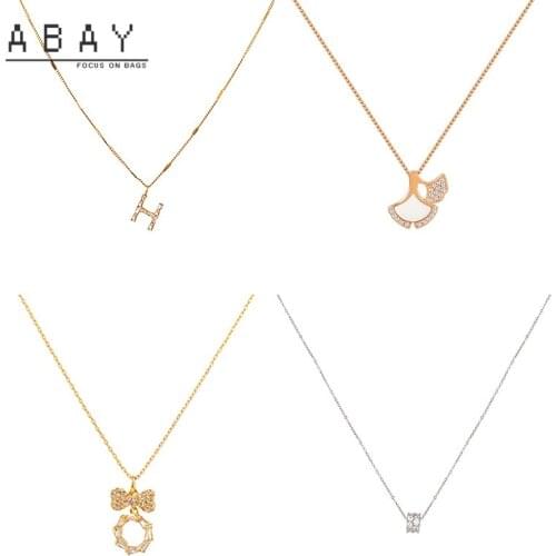 Gold Plated Color Preserving Circle Necklace Women 2020 New Micro Inlaid Rhinestone Fashion Temperament High Quality Pendant