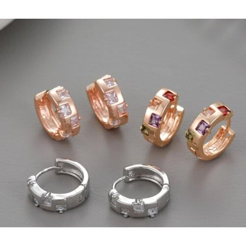 Simple lovely romantic style earrings jeweled in gold with AAA Cubic zircon hoop earrings for women