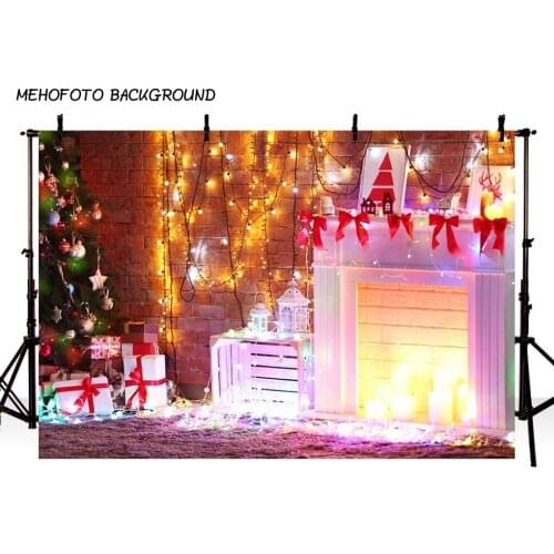 Christmas Background Fireplace Tree Winter Snow Window Backdrop Interior Baby Birthday Photography Background For Photo Studio