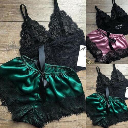 Sexy Lingerie Porno Babydoll Erotic Sleepwear Women Underwear Bow Lace Hot Sex Dress Fashion Temptation Satin Nightdress Suit