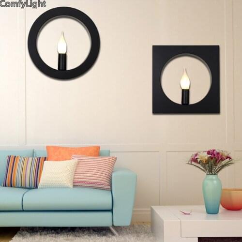 LED Wall Lamps Black AC Modern circular Bedroom bedside Lights Indoor Dining living room Corridor Lighting Aluminum candle light