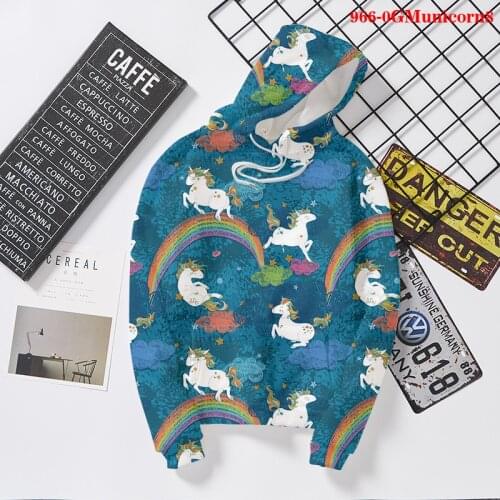 3D Girls Boys Unicorn Sweatshirt Hoodies Crewneck Sweatshirt Oversized Causal Hooded for Boys Outerwear Clothes Hoodies Women