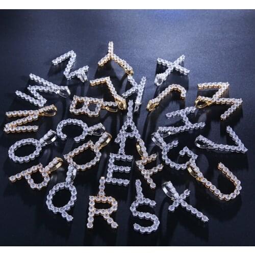 UWIN 26 Intial Tennis Letters Pendant with 4mm Alloy Tennis Chain Necklace for Drop shipping 002