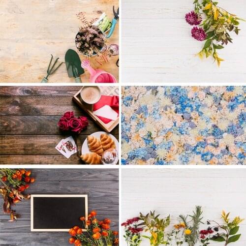 SHENGYONGBAO Vinyl Custom Photography Backdrops scenery Flower and Wooden Planks Photography Background 191020-21-22-004