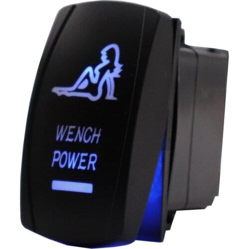 Wench Power Car Boat Rocker Switch Waterproof Laser 5 Pin SPST ON/OFF 12V/24V Blue Led for Auto Automotive Truck Boat Marine