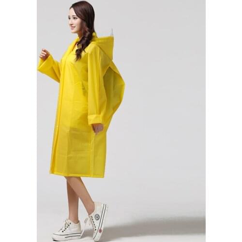Yaoyue Long Raincoat EVA Thick Rainwear Universal Poncho Waterproof Hiking Tour Hooded Rain Coat Include Schoolbag Position