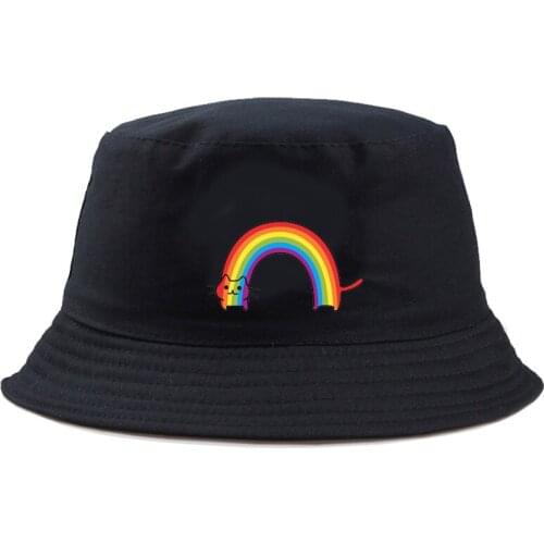 Anime Cat Print Bucket Hat men Cotton Fishing Hunting Cap Outdoor Beach Fisherman Panama Womens Bucket Hat