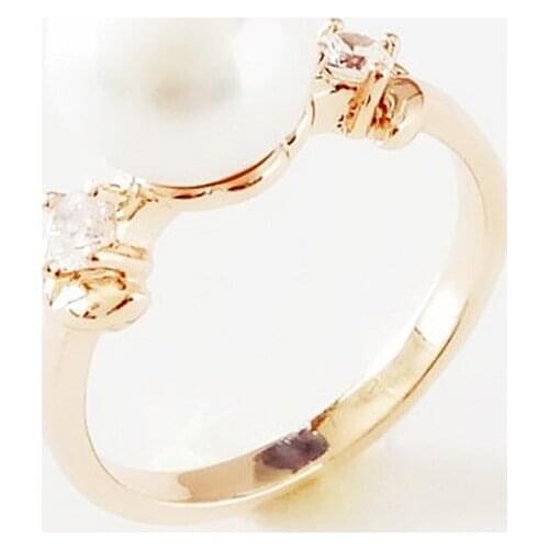 Rings Women 2020 New Fashion 585 Gold Color Jewelry Round Pearl Wedding Jewelry White Pearl Ring