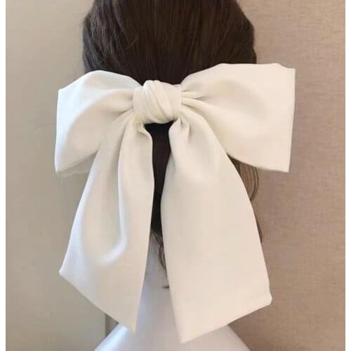 1PC Fashion Satin Ribbon Barrette Bow Hair Clip Hairpins For Women Girls Sweet Big Bow Hairgrip Headwear 2021 Hair Accessories