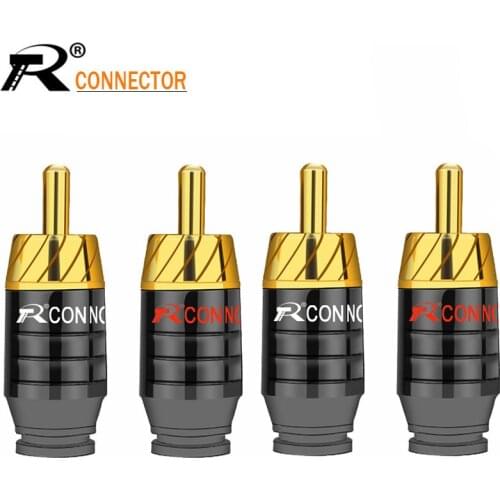 10pcs RCA Male Plug Wire Connector 24K Gold Plated Amplifier Speaker Plug Audio RCA Jack Connedctor