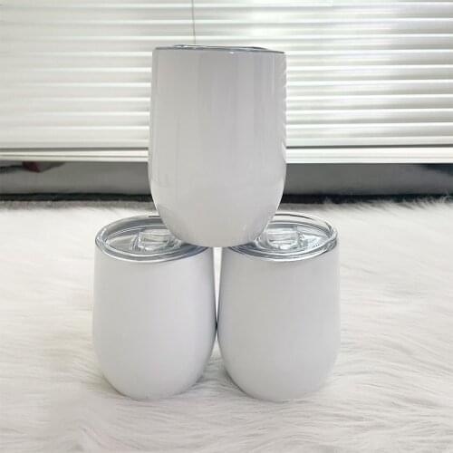 12oz Sublimation Wine Tumbler White Egg Cups Stainless Steel Double Vacuum Thermos With Seal Lid Drinkware