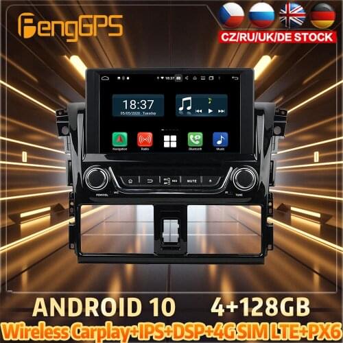 128G Android10 PX6 DSP For TOYOTA Yaris 2014 2015 Car DVD GPS Navigation Auto Radio Stereo Video Multifunction CarPlay HeadUnit