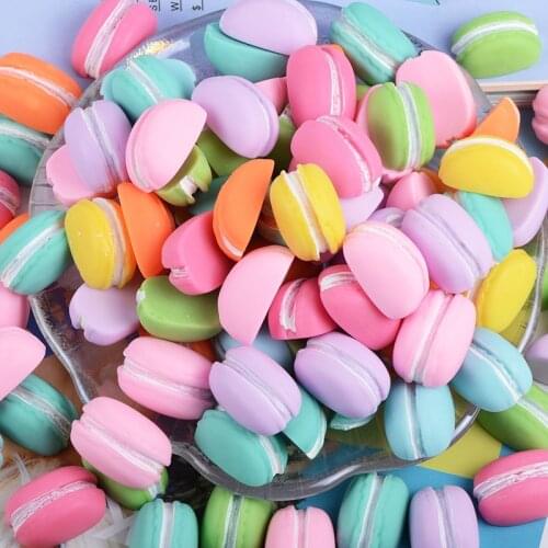 20pcs Simulation Resin Macarons Food Toys Color DIY Craft Supplies Girls Hair Accessories Patch Arts Materials Embellishments