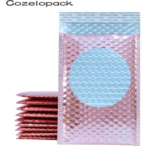 20PCS Rose Gold Metallic Bubble Mailers Foil Padded Envelopes Aluminized Postal Bags Gift Packaging Padded Postal Storage Bags