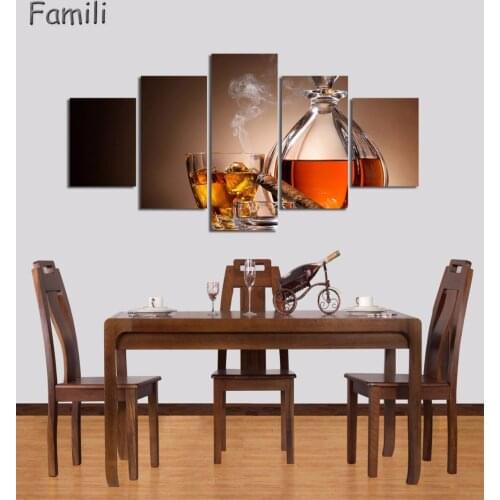 5Picture Red wine And Cup Of Modern Canvas Print Painting Wall Art Picture For Kitchen Room Decoration Artwork Unframed