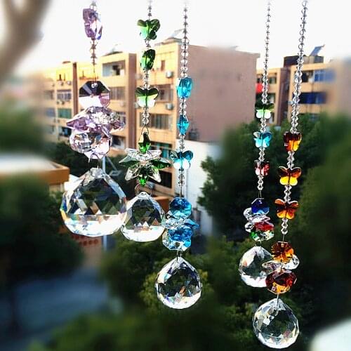 Beautiful 5Pcs/Lot Mixed 5colors K9 Crystal Suncatchers Pendants For Outdoor Christmas Tree Hanging Decoration Chandelier Parts