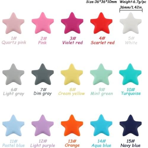 Kovict 50/100Pcs Star Silicone Beads 15Colors BPA-Free Food Grade Baby Dental Care Teething Teether DIY Pacifier Chain Necklace