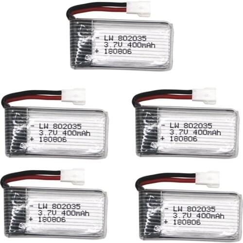 5PCS Upgraded 3.7V 400mah Lipo Battery For H107 H31 KY101 E33C E33 U816A V252 H6C 25C RC Quadcopter 802035 30C Lipo Battery 3.7