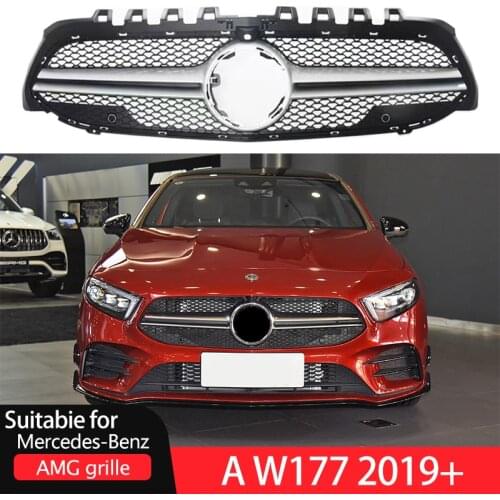 AMG Style Car Front Bumper Grille Grill For Mercedes Benz A-Class W177 A180 A200 A45 W/Camera 2019-2021