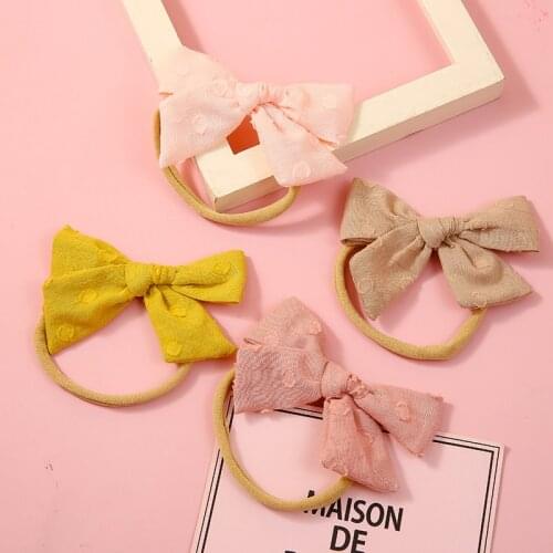 50 Pcs/Lot,10 Cm Fashion Cotton Bows Nylon Baby Solid Hair Bow Nylon Headband Hair Clip for Kid Girls Headwear Children Hairpins