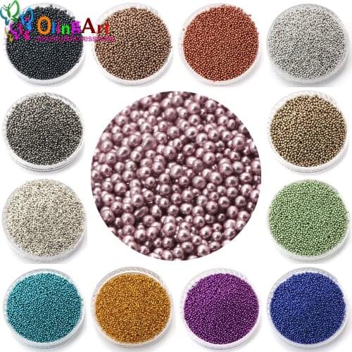 Free shipping Olingart 0.6-0.8MM 10G/lot Micro Ball Crystal Nail Art Metal color Caviar Nonporous Beads Glass DIY Decorations