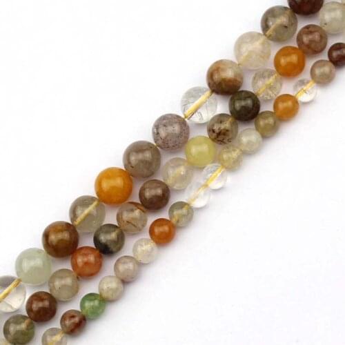 AA grade Natural Rutilated Quartz hair crystal stone natural stone beads DIY Loose Beads for jewelry making 15 inches wholesale