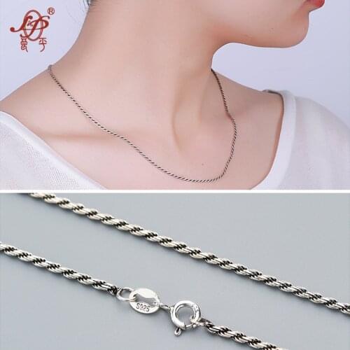 L&P 45CM Necklace Chain 925 Sterling Silver Lobster Clasp Adjustable Thai Rope Chain Fashion Necklace Jewelry
