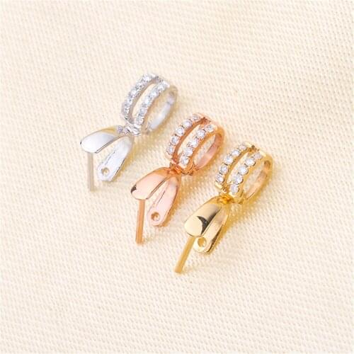 Solid 18K gold diamond inlaid jade pendant clasp necklace pendant fastener jade clasp diy melon seed jade clasp