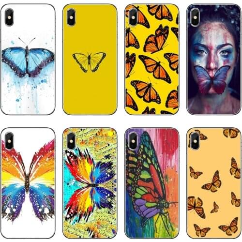 Phone Case Blue Butterfly Painting Yellow For Samsung Galaxy A71 A70 A60 A51 A50 A41 A40 A31 A30 A20E A21S A12 A10 A7 A5 A3