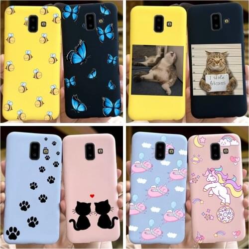 For Samsung Galaxy J6 Plus 2018 Case Cover Cute Bee Cat Silicone Soft Phone Case For Samsung J6 2018 J6Plus J 6 J600 J610 Bumper