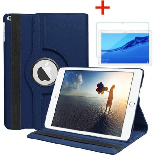 360 Degree Rotating PU Leather Flip Cover Case and Glass For New iPad 9.7 2017 2018 5th 6th Stand Cases Smart Case A1822 A1823