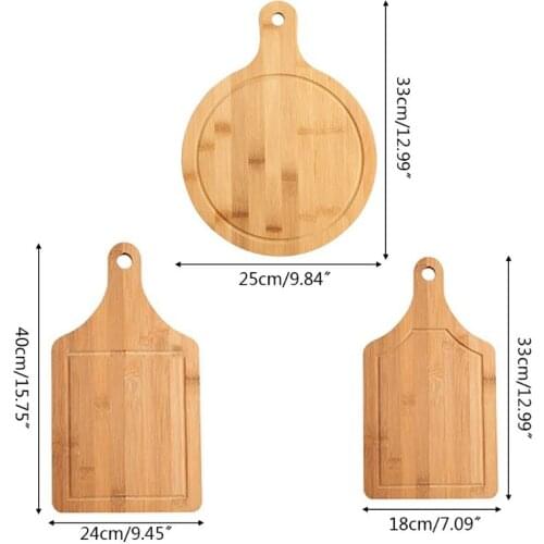 M17D Wooden Chopping Board Fruit Pizza Bread Plate with Handle Hangable Cutting Board