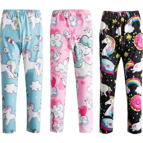 Kids Leggings For Girls Rainbow Unicorn Print Elastic Waist Pencil Pants Children 3 4 5 6 7 8 Year Skinny Cartoon Trousers