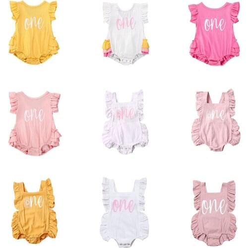 Baby Girl Summer Romper Toddler Newborn Baby Girls A Letter Print Ruffles Sleeveless Rompers Jumpsuit Cotton Outfits Clothes