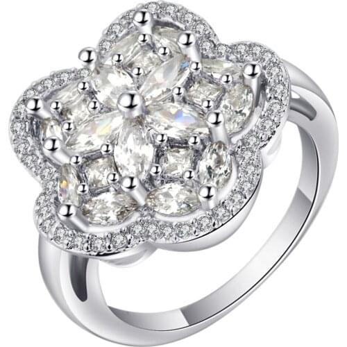 Elegant big Flower Rings micro paved Tiny CZ Stone Fashion luxury Rings For Women Perfect Accessories Jewelry