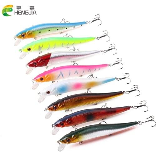 HENGJIA 8PCS 11.5cm 13g Minow Fishing Lure Hard Plastic Wobbler Bent Artificial 3D Fish Eye