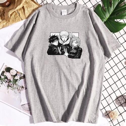 Cotton Yuji Itadori Jujutsu Kaisen Funny Man Tshirt Loose Design Clothes O-Neck Tshirts Funny Design Tshirt Men