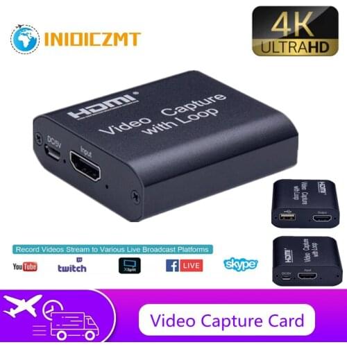 INIOICZMT HD 4K HDMI Video Capture Card HDMI To USB 2.0 Video Capture Board Game Record Live Streaming Broadcast TV Local Loop