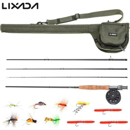 9 Fly Fishing Rod Reel Combo 4 section Fly Rod 28010-TA with Carry Bag 10 Flies Complete Starter Package Fly Fishing Kit