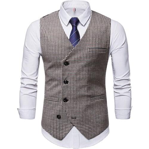New Plover Case Mens Waistcoat Formal Business Casual Slim Fit Vests For Men Retro British Style Gentleman Men Suit Vest Gilet