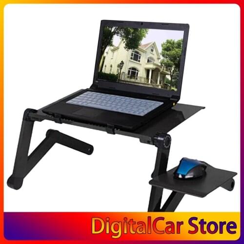Adjustable Aluminum Laptop Desk Table Ergonomic TV Bed Lapdesk Tray PC Notebook Table Desk Stand With Cooling Fan Mouse Pad