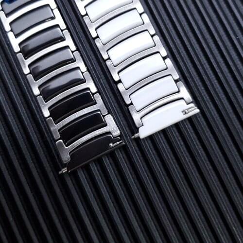 NEW Stainless steel & ceramic Watchbands for Samsung Galaxy Watch 3 41mm 45mm strap Active 2 40mm 44mm Gear S3 Bracelet strap