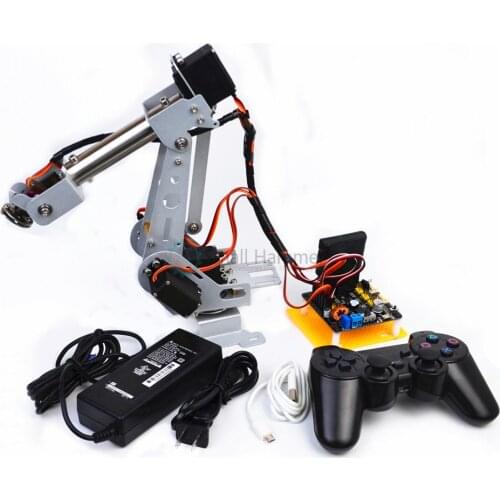 New version arduino remote control PS2 remote control stainless steel robotic arm six degrees of freedom 6DOF robot
