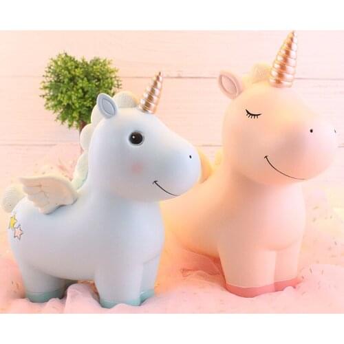 Pink Unicorn Kids Piggy Bank Money Boxes Home Decoration Christmas Gifts Ceramic Animal Coin Boxes Figurines Toys For Gift WF918
